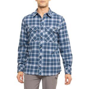 Pelagic Backlash Flannel Shirt Mens Size L Long Sleeve Button Pockets Plaid Blue